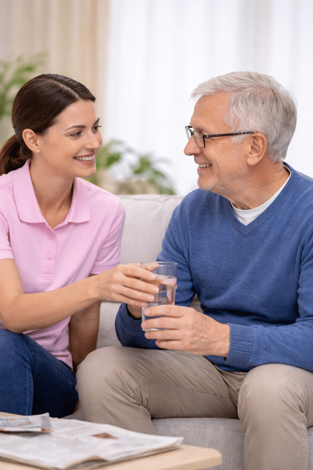 Relais familial à domicile : aide à domicile accompagnant une personne âgée dans le var