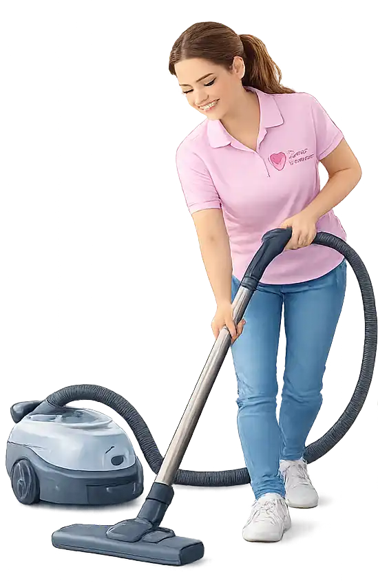 Femme de ménage à Toulon réalisant l’entretien du logement avec un aspirateur